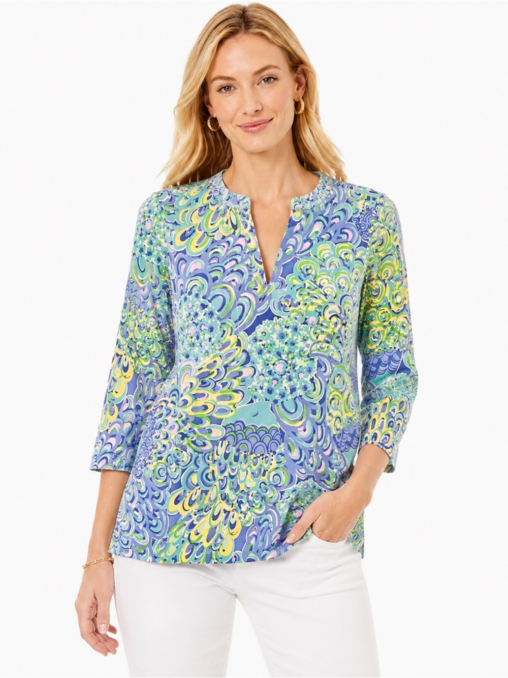 Lilly Pulitzer Amelia Island Tunic Top- Colorful Coastal Chic Floral Print